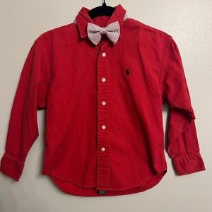 Ralph Lauren Red Button Down with Bow Tie